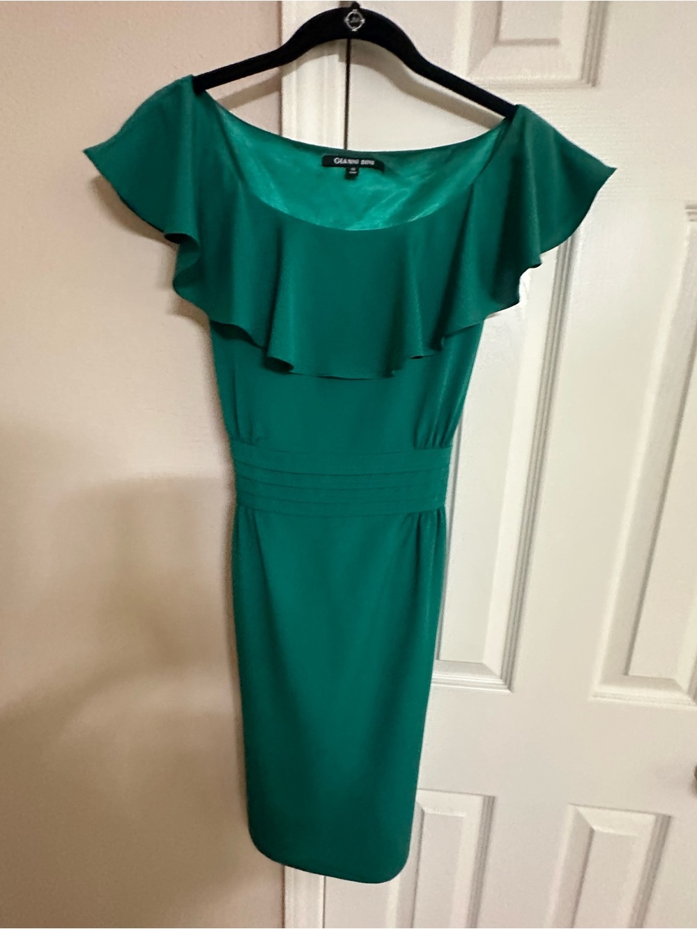 Gianni Bini Emerald Ruffle-Neck Midi Dress Size 10